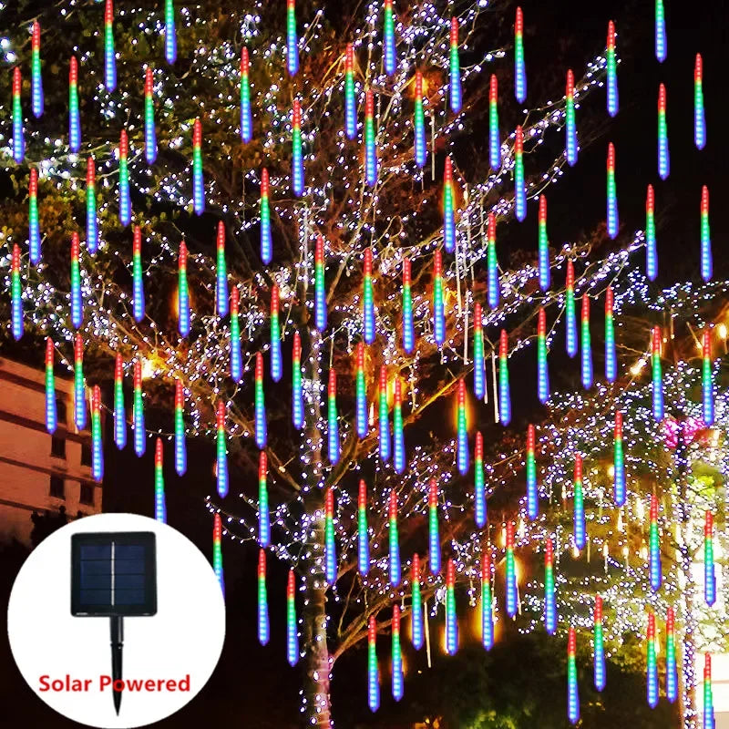 Solar LED String Lights 30CM Meteor Shower Fairy Garland Outdoor Garden Street Lamp Christmas Tree Decorations