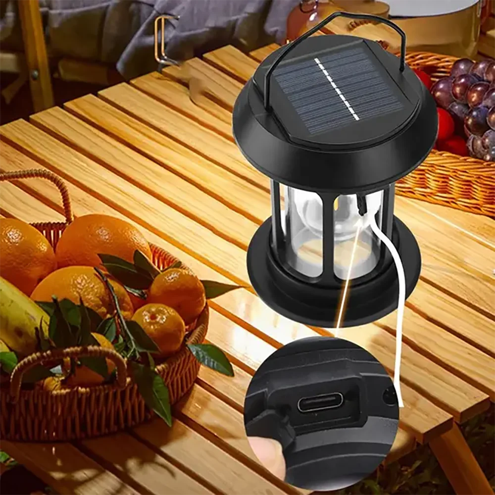 Solar Camping Lighting LED Light Portable Retro Camping Lantern Waterproof Outdoor Garden Lawn Path Lighting Decorative Light