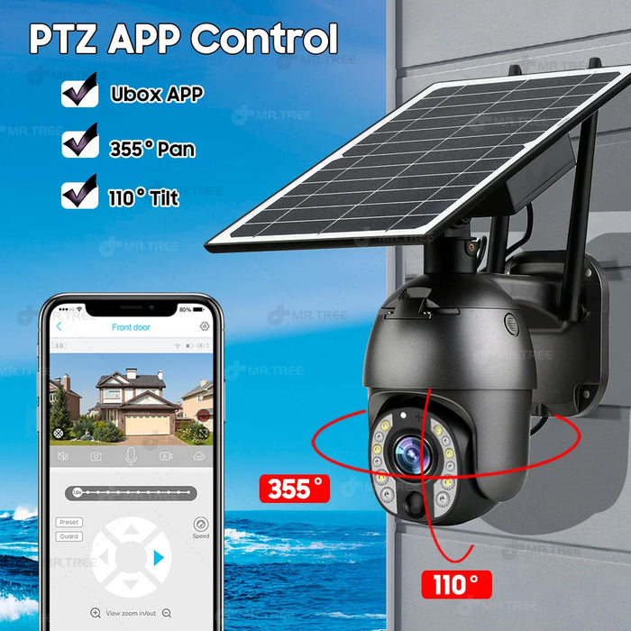 Home Outdoor Surveillance Solar Camera 4G SIM 50X Optical Zoom 4K Wifi Security Protection Cam Human Detection CCTV IP Cameras