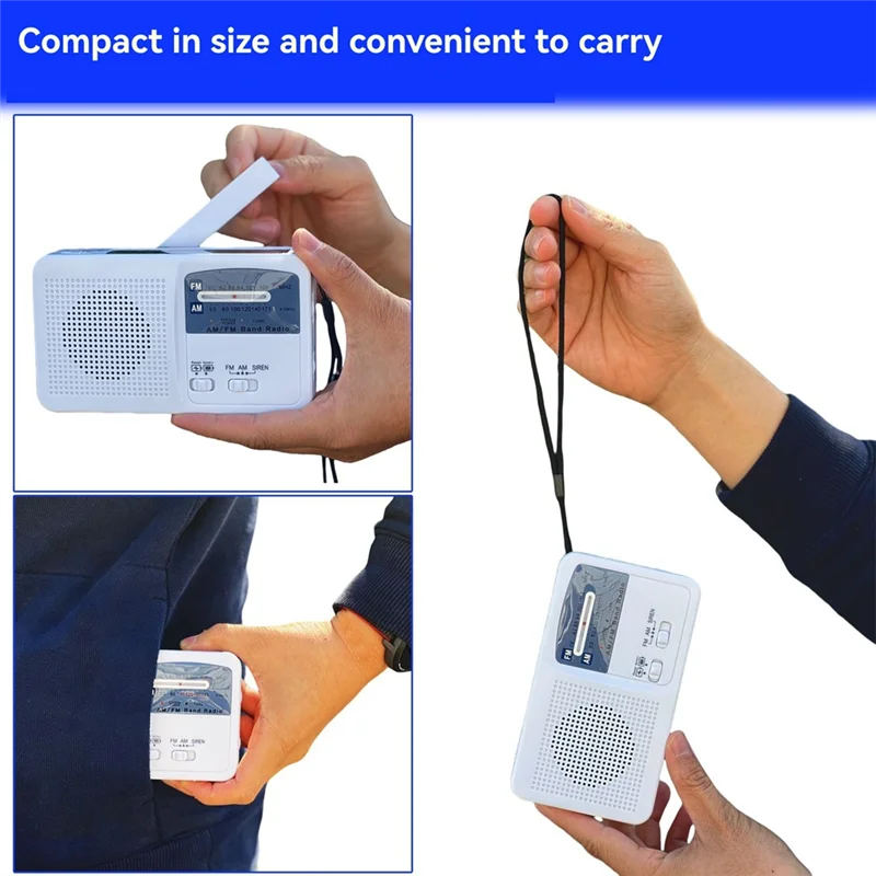 ABUO-FM/AM Radio Solar Hand Crank Self Powered Radio Multifunctional Portable Emergency Radio With Flashlight