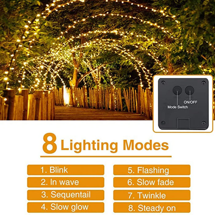 LED Solar Outdoor String Lights 8 Modes Waterproof Solar Fairy Garland Light For Tree Patio Garden Street Wedding Party Decora