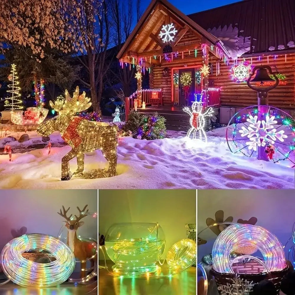 Outdoor Solar Tube Rope Led Light Christmas Garden Decoration Fairy String Lights 22M/12M/7M Wedding Party Led Garland Lamp