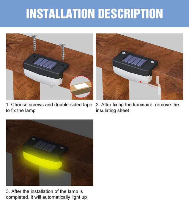 RGB LED Solar Deck Light Outdoor Waterproof Garden Step Lamp Patio Stairs Railing Courtyard Fence Decor Lighting Cold/Warm White