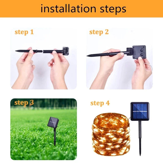 32M Solar String Fairy Lights Christmas Lights Outdoor Waterproof Garland Solar Power Lamp Christmas For Garden Decoration