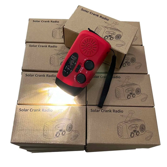 SOS Car Emergency Radio 2000mAh LED Light Large Capacity Hand Powered Solar Rechargeable Portable USB (FM/AM/NOAA) WB Radio