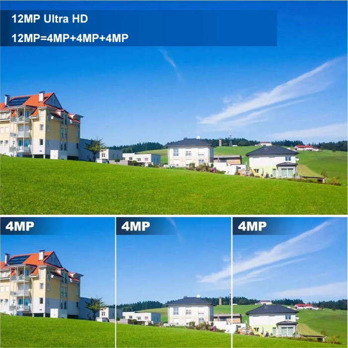 4G Solar Camera Outdoor Triple Lens Triple Screen 6K 12MP Auto Tracking IP Camera CCTV Audio Video PTZ Surveillance WIFI Camera
