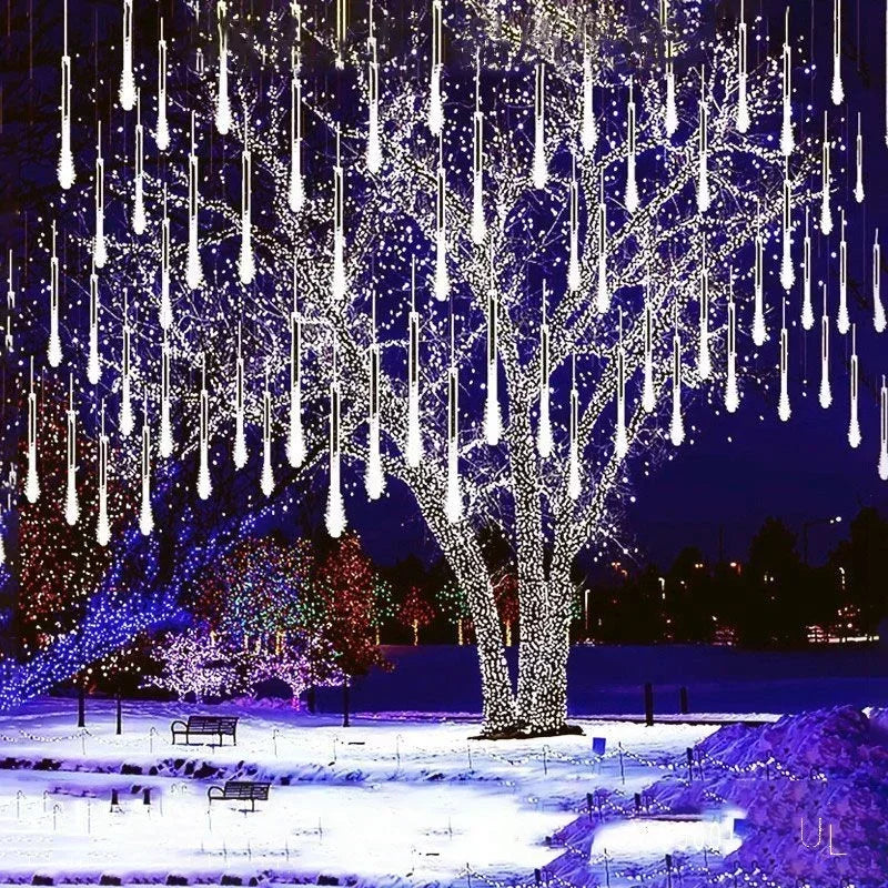 Outdoor Christmas Decoration 30/50cm Solar Meteor Shower Rain Holiday Light Led Light String for Tree Garden 8 Tube Fairy Light