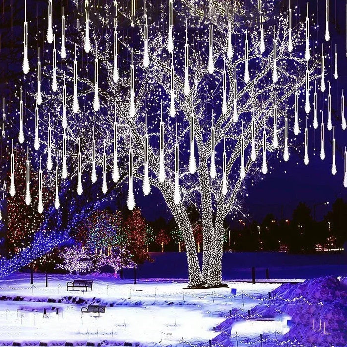 Outdoor Christmas Decoration 30/50cm Solar Meteor Shower Rain Holiday Light Led Light String for Tree Garden 8 Tube Fairy Light