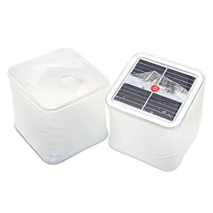 Solar Power Inflatable Camping Lights Outdoor LED Lamp Frosted Square Solar Panel Shed Light Emergency Hiking Lighting
