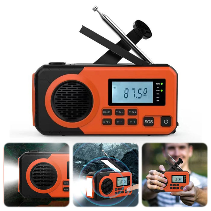 Emergency Hand Crank Radio Solar Powered Radio with SOS Alarm Flashlight Portable Weather Radio for Camping Travel Outdoor