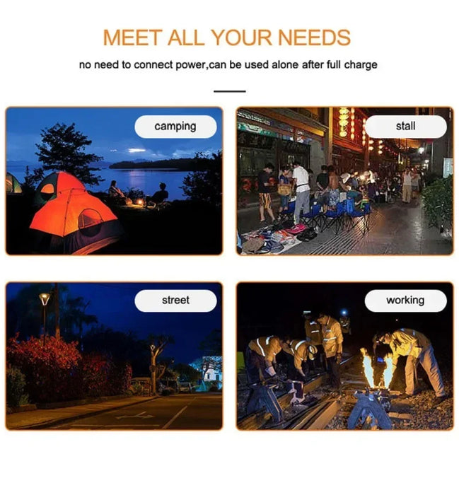 Solar LED Camping Light Waterproof Rechargeable Tent Lamp Portable Lanterns Outdoor Emergency Lights Market Energy Saving Bulb