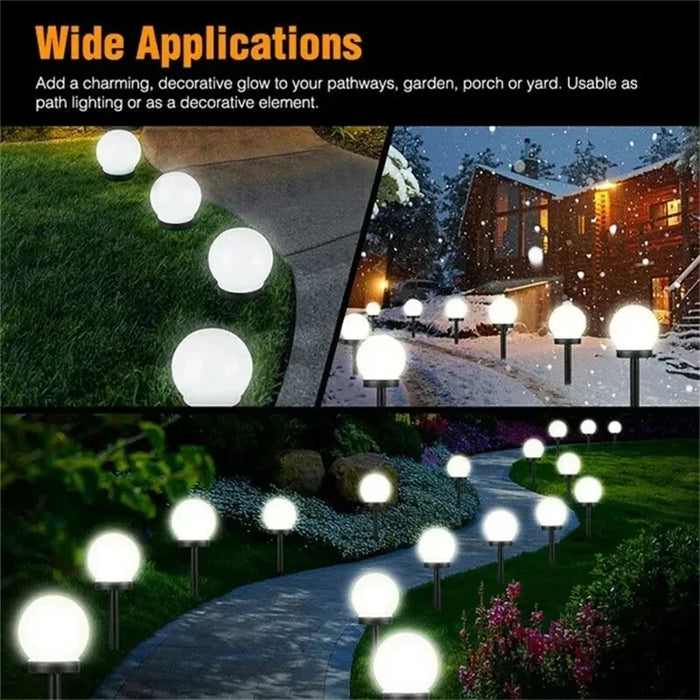 Solar LED Garden Round Ball Bulb Light Outdoor Waterproof Landscape Villa Lawn Light Ground Plug Light Garden Decorative Lantern