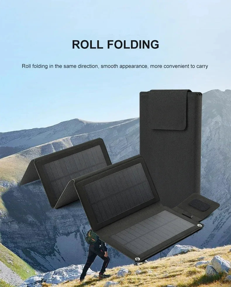 Foldable Solar Panel 5V USB Portable Battery Charger for Cell Phone Outdoor Waterproof Power Bank for Camping Accessories