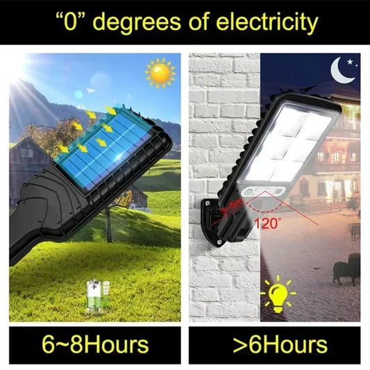 Solar Street Light Outdoor Waterproof Solar Spotlight 72COB 3 Light Modes PIR Motion Sensor Security Lamp for Path Yard Garden