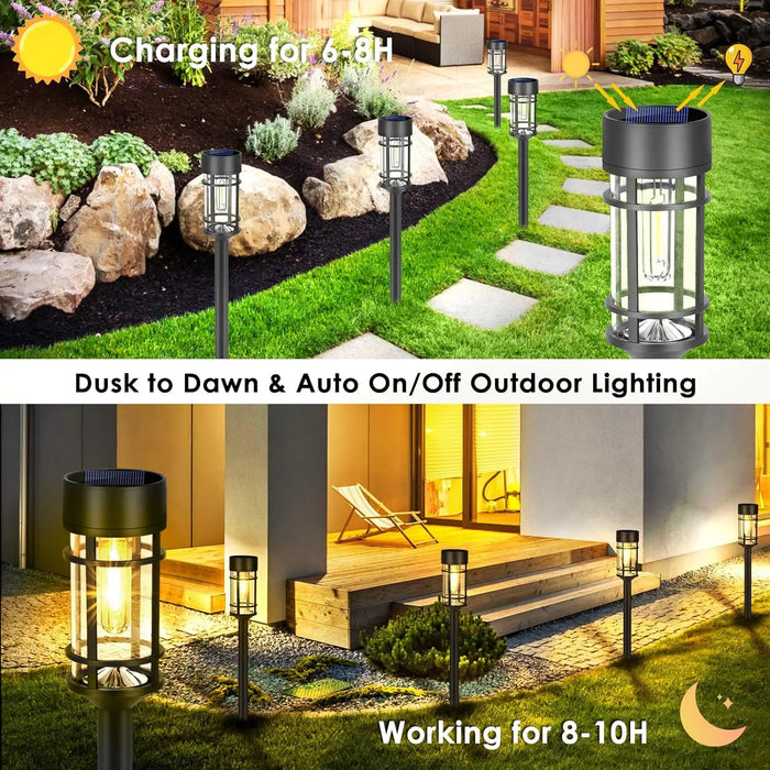 Solar Outdoor Lights Garden Lamp Solar Powered Waterproof Landscape Path Outdoor for Yard Backyard Lawn Patio Decorative