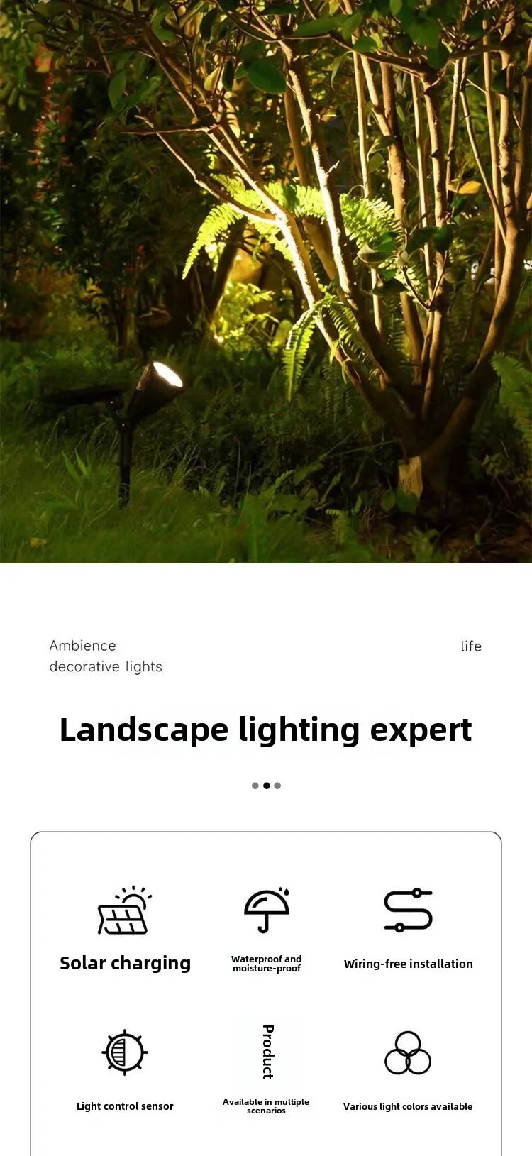 1/2 Packs Solar Lights Solar Spotlight Waterproof Solar Wall Light Solar Garden Light Solar Lamp Outdoor Spotlight