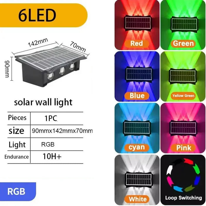 Solar Wall Lamp Outdoor Waterproof Solar Powered Light UP and Down Illuminate Home Garden Yard Decoration Outside Sunlights