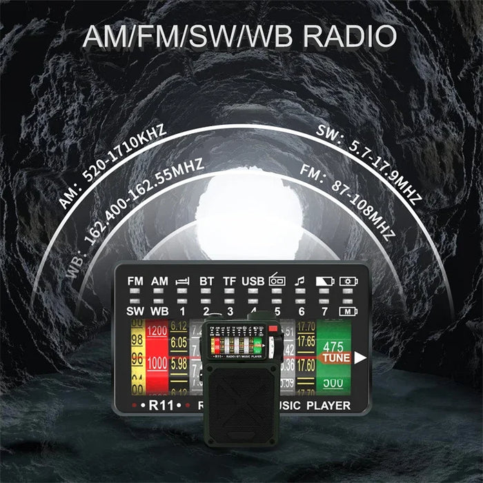 Hand-operated Emergency Solar Bluetooth Outdoor Camping Alarm Radio Multi-band Earthquake Prevention Solar Radio With Flashlight