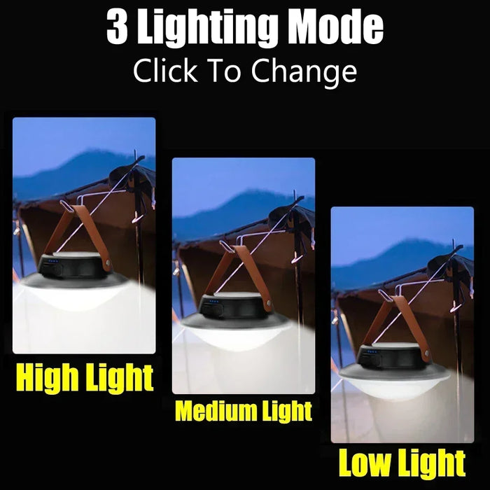 Solar LED Camping Light USB Rechargeable IP65 Lamp Outdoor Tent Hanging 4lighting Mode Lanterns Emergency Home Repair Work Light
