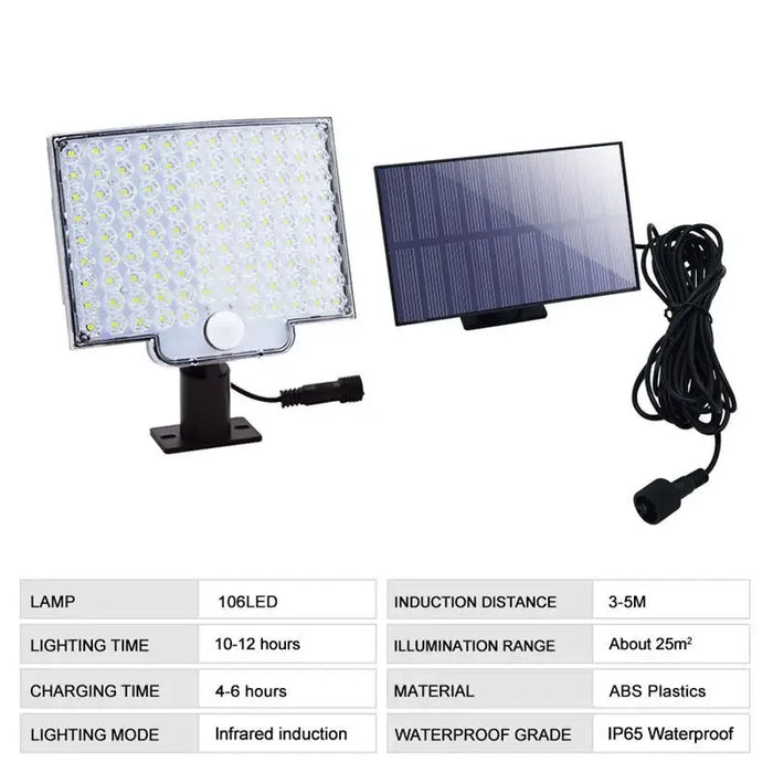 Solar Powered LED Wall Lights Split Type Garage Courtyard Lighting Super Bright Waterproof Human Body Sensing Street Lights