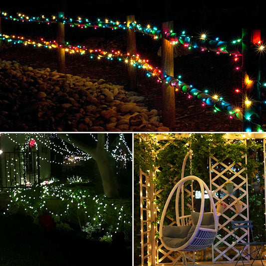 Outside Patio Backyard Home Decoration LED Landscape Lighting Garden Tree Fence Door Decor Solar Power String Lamp Fairy Lights