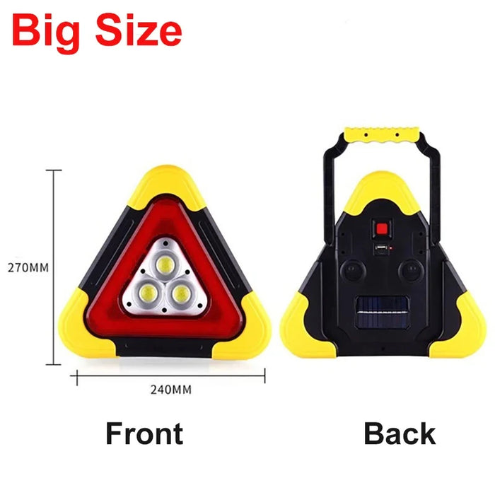 3 in 1 Solar Car Emergency Triangular Warning Light Safety Emergency Breakdown Alarm Lamp Portable Solar Light Camping Working
