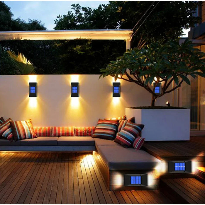 Solar Wall Lamp Outdoor Waterproof Solar Powered Wall Light UP and Down Illuminate Solar Spotlight For Balcony Yard Garden Decor