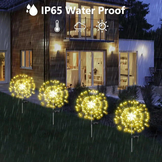 Garden Decoration Solar Light for Outdoors DIY Dandelion Solar Plug Garden Lighting Weatherproof Solar Fireworks Lamp Patio Lawn