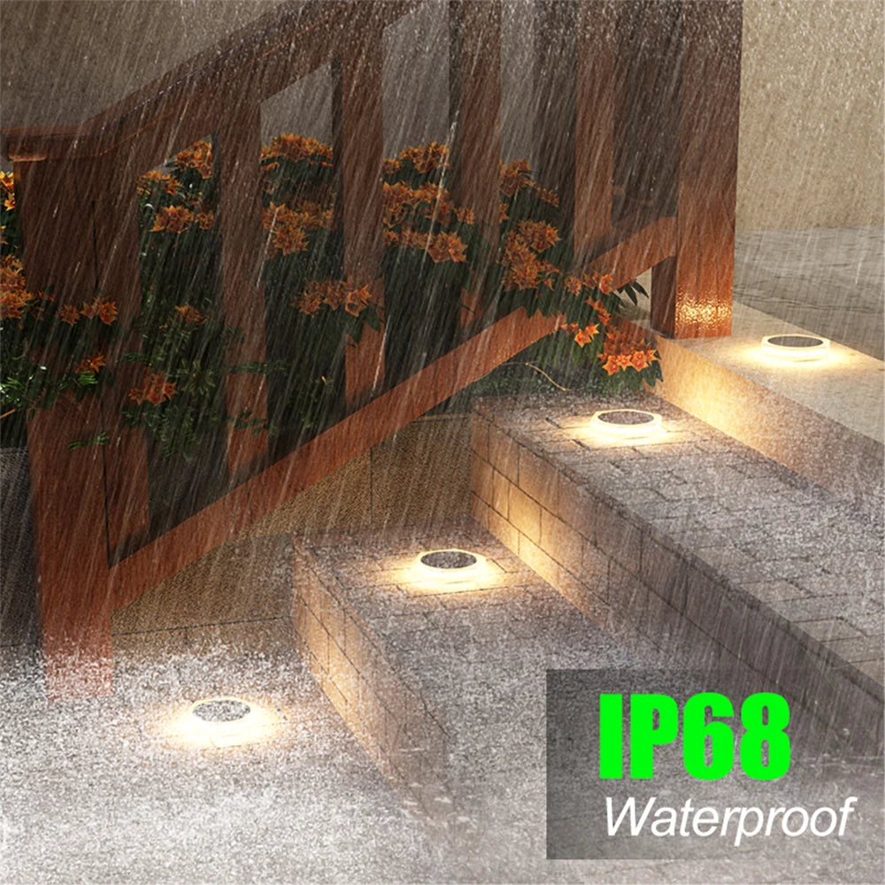 Solar Deck Lights Auto On/Off Dock Post Lights Driveway Fence Stairs Yard Patio Pathway Porch - Solar Powered Step Lights Blue
