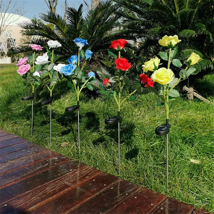 Solar Lights Outdoor Decorative Solar Garden Lights Rose Flower Lawn Lamp for Yard Patio Garden Decor Flowers