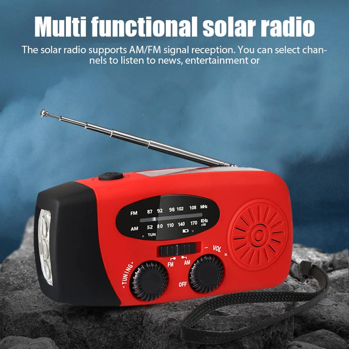 Solar Hand Crank RADIO Receiver US Mini Portable AM/FM Weather Radio With Multifunctional Flashlight Emergency Power supply/Bank