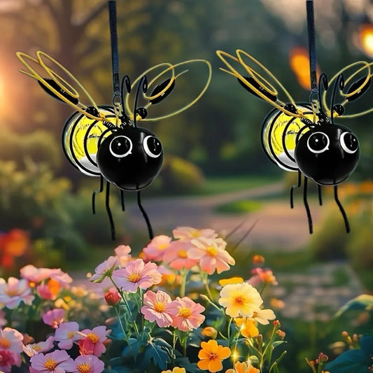 Solar Bees Lights Outdoor 2025 ， Christmas, Yard, Patio, Porch (yellow-2pcs)