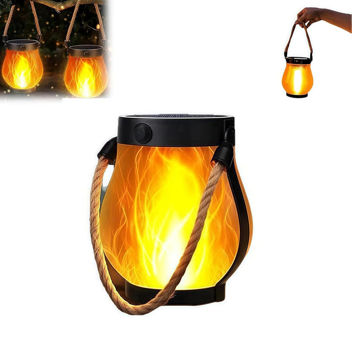 Solar Lantern Lights Flame Garden Light with USB & Solar Charging Waterproof Hanging Lantern for Yard Patio Decor Decoration
