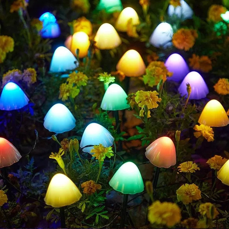 Solar Lights String Mushroom Lawn Fairy Lights LED Solar Lamps Outdoor For Garden Patio Terrace Path Landscape Decoration Lamps