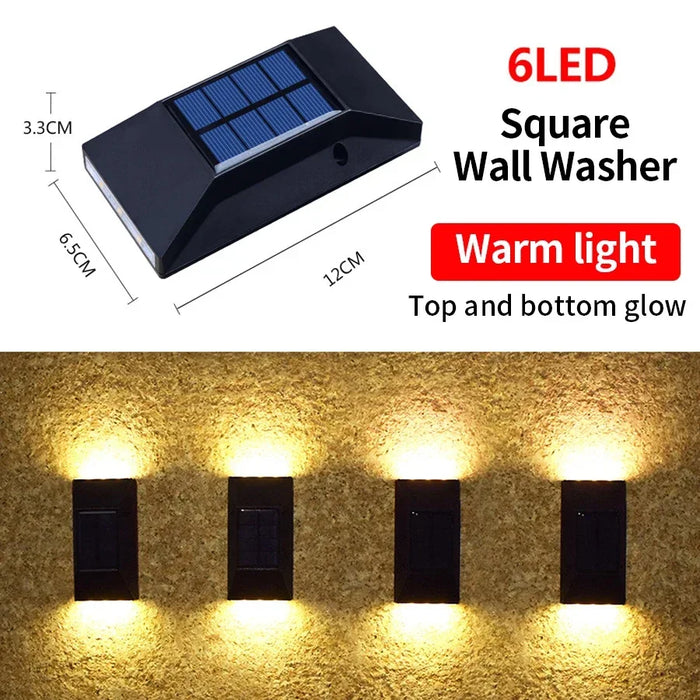 Solar Wall Lamp Outdoor Waterproof Solar Powered Wall Light UP and Down Illuminate Solar Spotlight For Balcony Yard Garden Decor