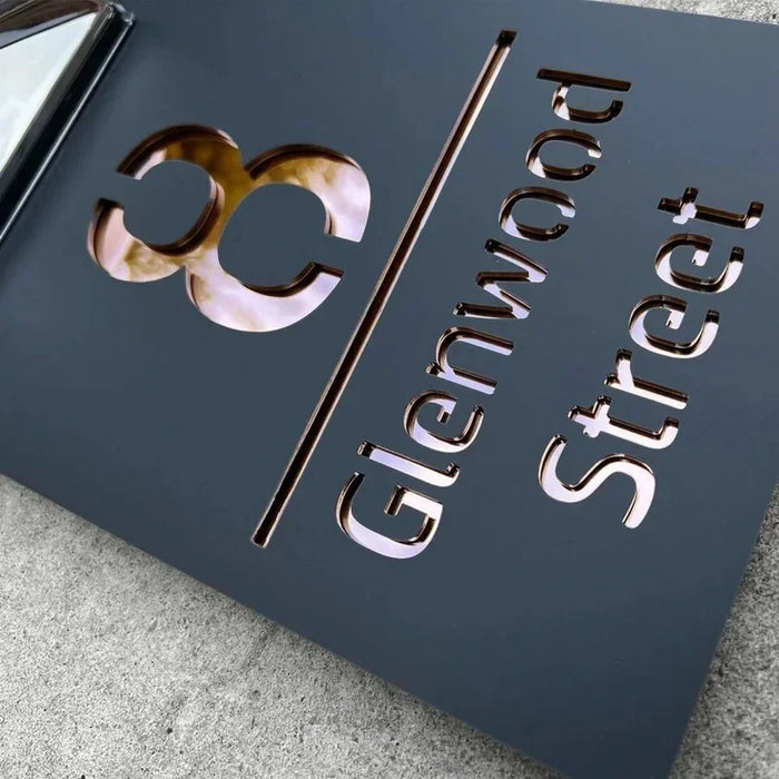 Customize Rectangle House Sign Solar LED Light Modern Residential Address Plaque Outdoor House Number Street Name Door Plates