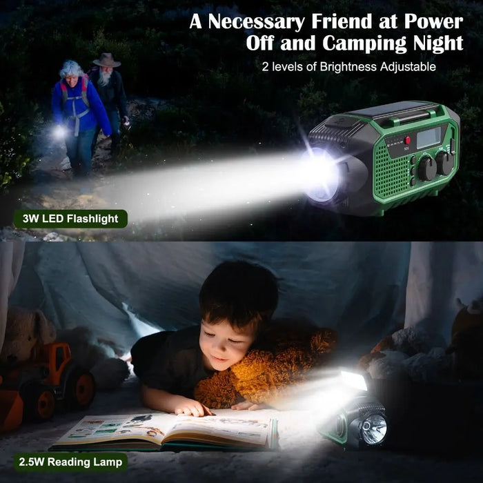 USB Charger Solar Power Emergency Radio with Flashlight SOS Alarm AM/FM/WB Radio Power Bank Multifunctional Bluetooth Speaker
