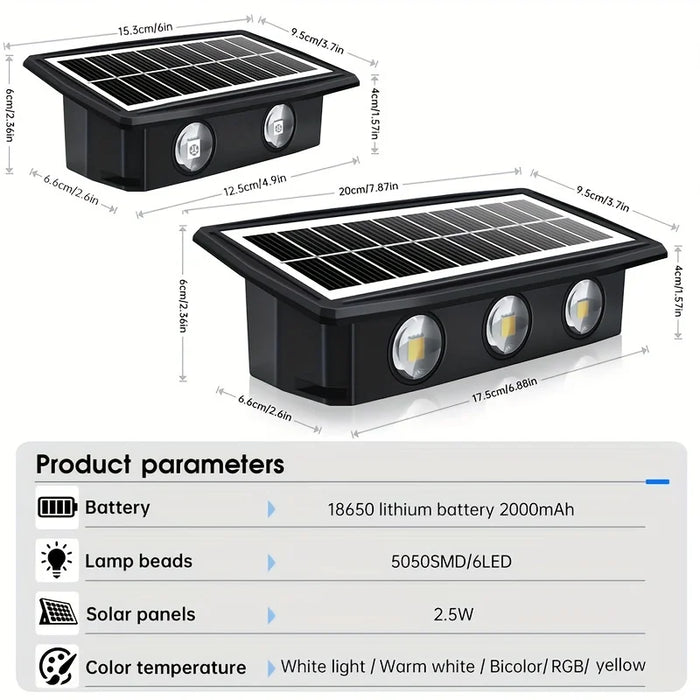 Solar Wall Washing Lamp 4/6/8 LED Waterproof Outdoor LED Wall Light Courtyard Lamp Decorative Balcony Garden Atmosphere Lights