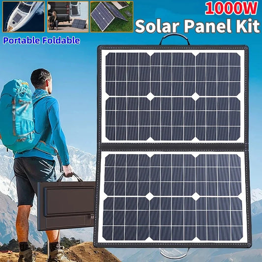 1000W 18V Portable Foldable Solar Panel Kit Complete Solar Power Station for Car Boat Caravan Camping Outdoor