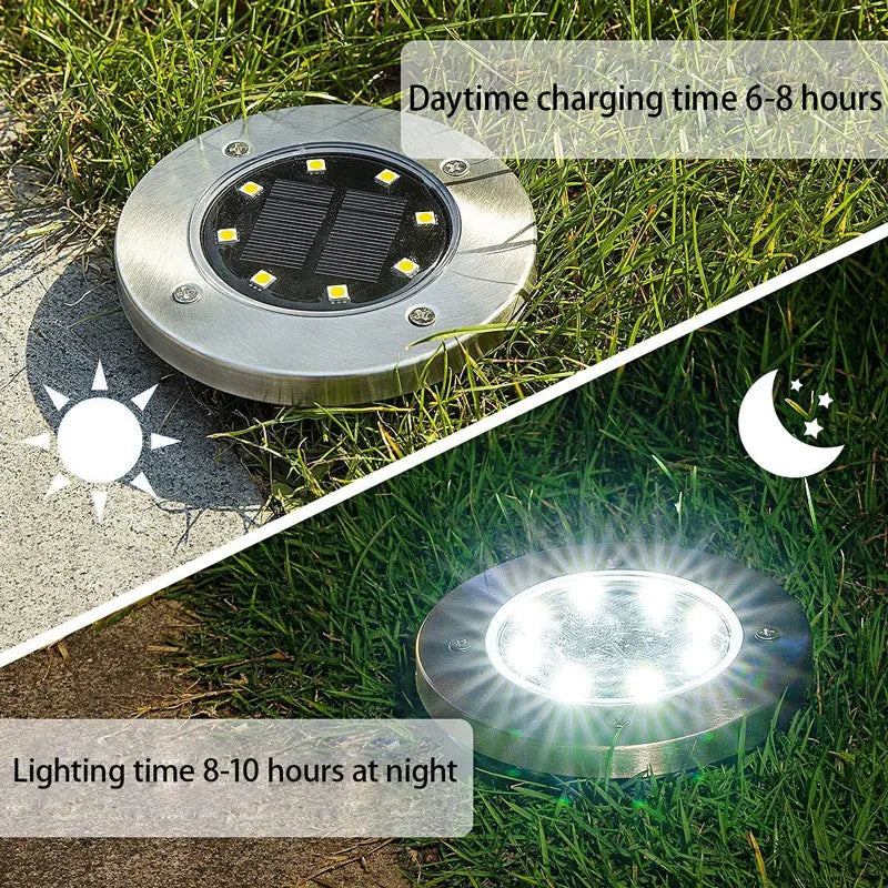 4PCS Solar LED Floor Lamp 4LED/8LED Outdoor Lawn Light Waterproof Underground Lamps for Lawn Decoration Garden Terrace Courtyard