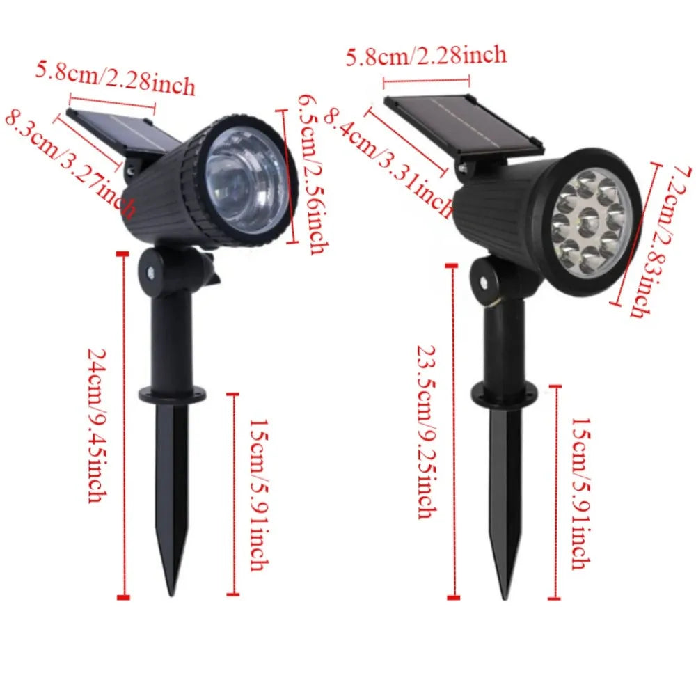 9/1 LED Solar Spotlights Waterproof Anti-freezing Brightness Adjustable Spot Light Pathway Lights Tree Lights Garden Decor Lamp