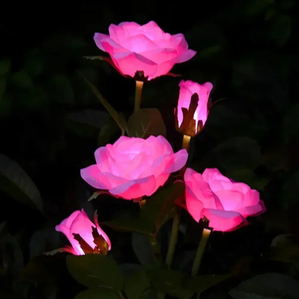 Solar Garden Lights LED Solar Flowers Rose Lawn Lamp  Outdoor Waterproof Outside Light for Patio Yard Garden Wedding Xmas Decor