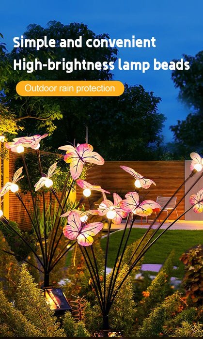 Solar Butterfly LED Fairy Lights Outdoor Waterproof Firefly String Lights For Garden Lawn Yard Decor Wedding Party Warm White