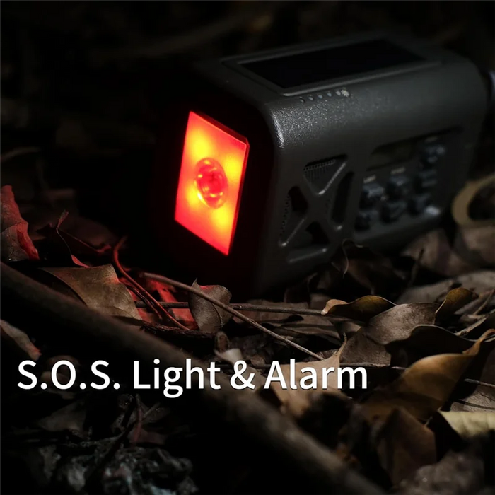 FULL-All-In-One Solar Powered Crank Radio With NOAA Alert, AM/FM, SOS Alarm, Flashlight, And Reading Light