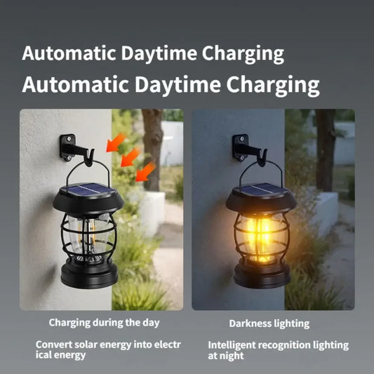 Solar Camping Lighting LED Light Portable Retro Camping Lantern Waterproof Outdoor Garden Lawn Path Lighting Decorative Light