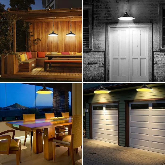 Solar Shed Lights Outdoor Indoor, Led Dusk to Dawn Battery Powered Pendant Lights, Waterproof Solar Hanging lamp for Gazebo Barn