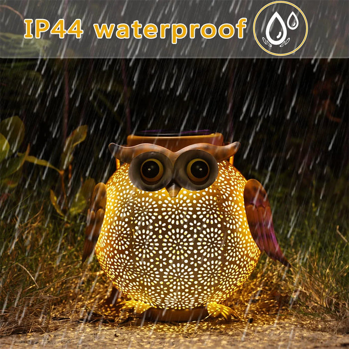 Hanging Solar Lantern Garden Light Waterproof Metal Decorative Solar Light Outdoor for Patio Yard Table Pathway Owl Pattern