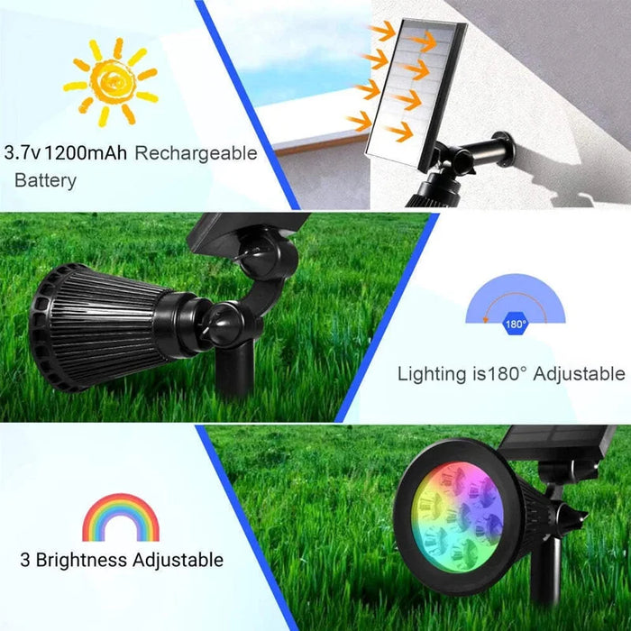 9LED Solar Spotlights Garden Waterproof IP65 Spot Lights Brightness Adjustable for Outdoor Backyard Driveway Lawn Decor Lighting