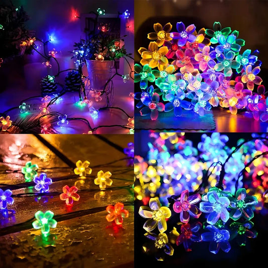 Solar Flower Lights Outdoor Solar String Lights for Garden, Patio, Fence & Christmas Decor ﻿