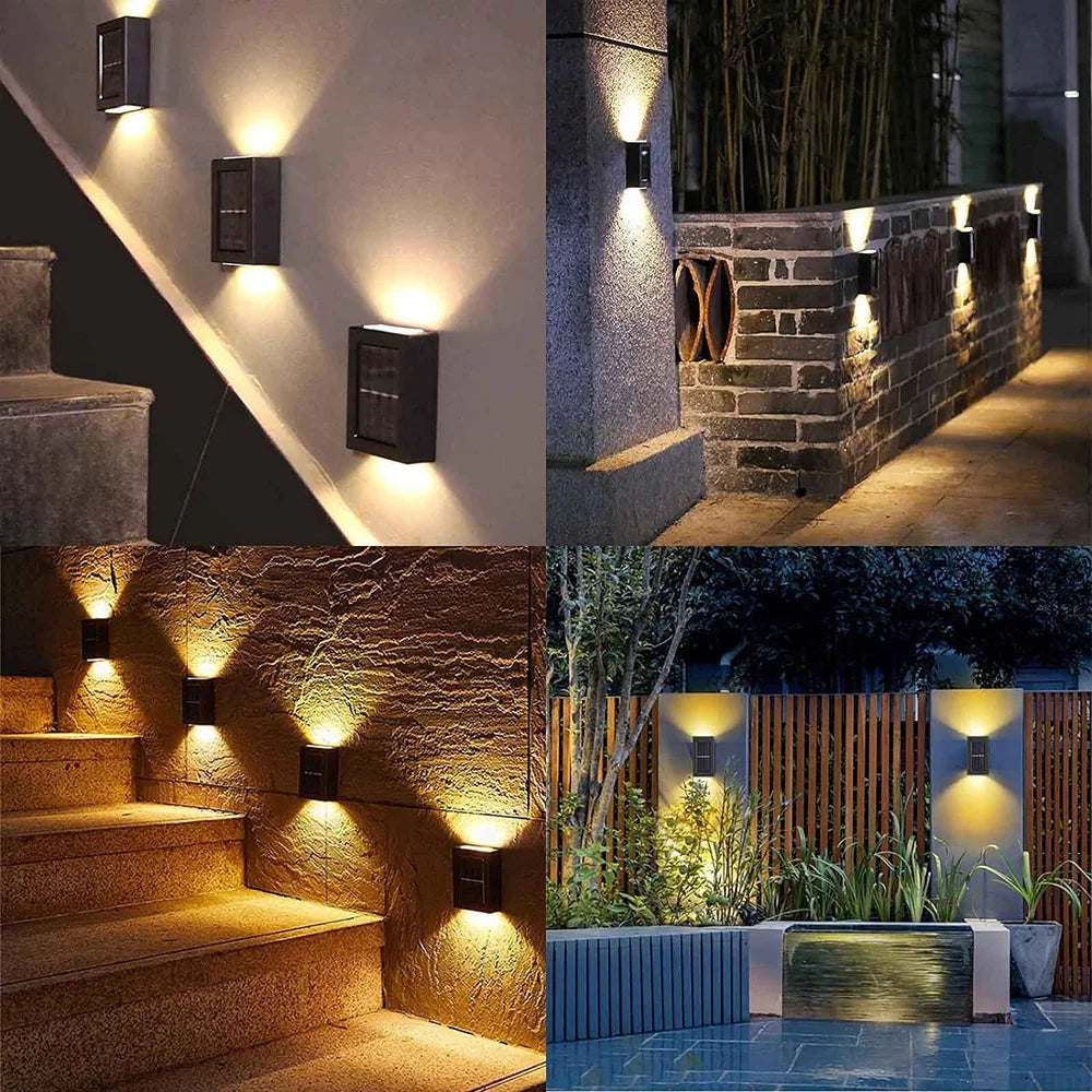 Solar LED Wall Light Up and Down Wall Lamp Outdoor Waterproof Fence Light Solar Powered Street Light Garden Yard Decorative Lamp